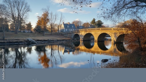 Concord MA. Historic North Bridge Symbolizing American Revolution of 1775