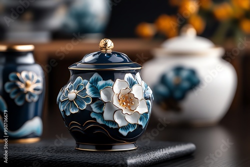 Antiques with delicate porcelain figurines, illustrated with the fine details of hand-painted designs, showcasing the artistry and craftsmanship of the past