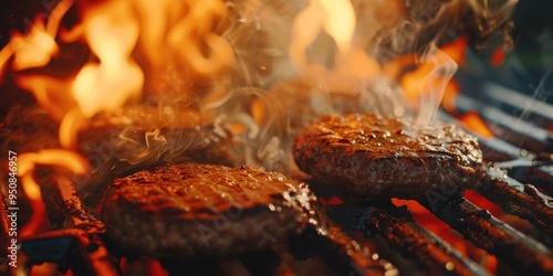 Chef prepares burger patties for grilling flipping them on the grill