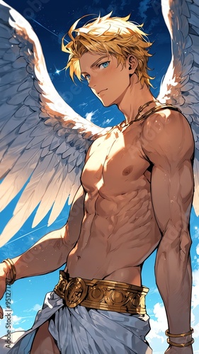 anime greek god eros anime style high-quality for wallpaper background