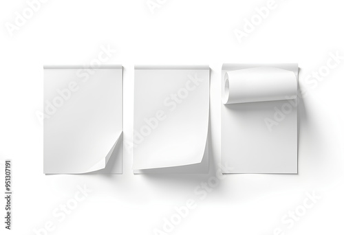 Blank white calendar mock up front view, curved corners set, isolated, 3d rendering. Empty almanac a3 mockup with metal spirals. Clear wall mounted menology template. Portrait vertical calendar.