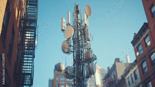 Small 5G antenna on a street light pole 