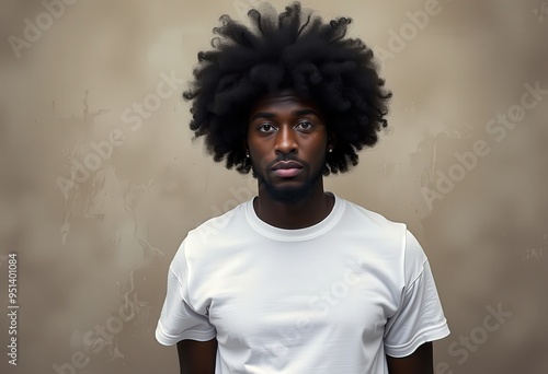 person with afro wig