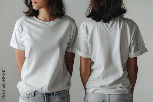 Blank white t-shirt mockup clothing apparel woman.