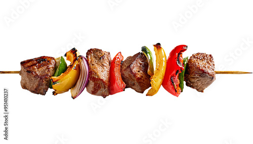 Shish kebab on skewers isolated on white