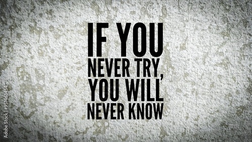 inspirational and motivational quote if you never try, you will never know.