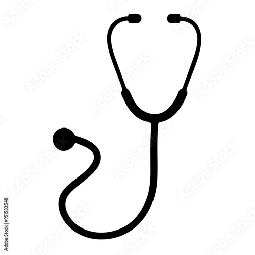 stethoscope Icon vector art illustration black color, Medical Icon vector silhouette