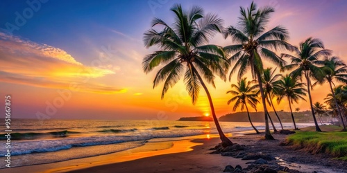 Colorful sunset at Ladghar beach in Dapoli, Maharashtra