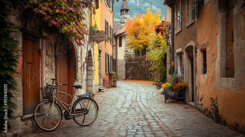 France's Annecy buildings, bicycle-friendly European streets, and European old town architecture