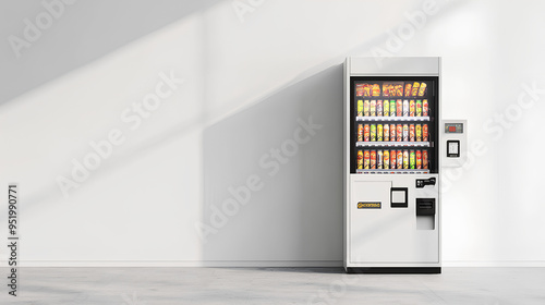 Blank white vending machine with snacks and drinks mockup, isolated 