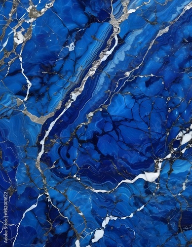 Luxurious Royal Blue Marble Intricate Veins and High Gloss Finish, blues textured, marble, tiles, stone, surface