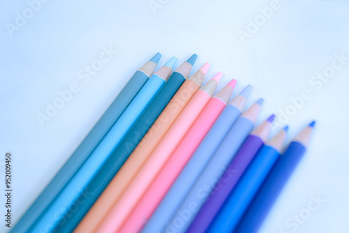 Crayons on a white sheet of paper