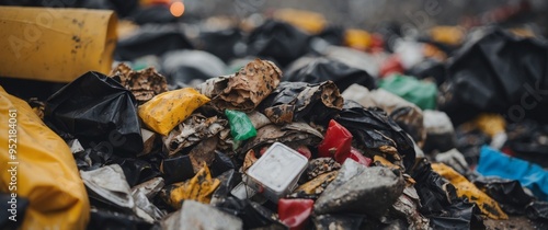 Pile of municipal waste on a disposal site.