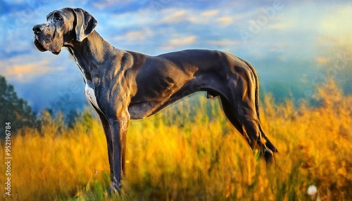 horizontal oil painting of a great dane generative ai