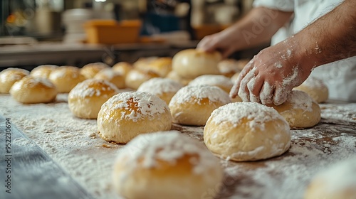 unbaked buns production of traditional sicilian food in an industrial bakery : Generative AI