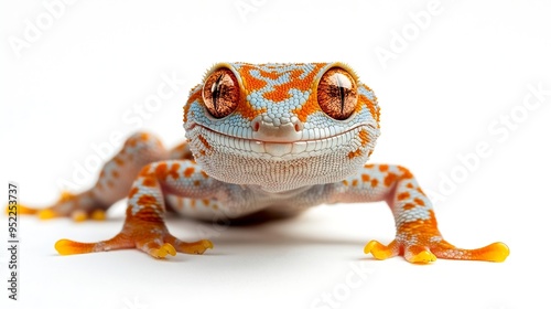 Tokay Gecko Gekko gecko isolated on white background : Generative AI