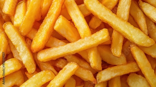 Close-up of a crispy golden French fry with visible texture and delicious sheen