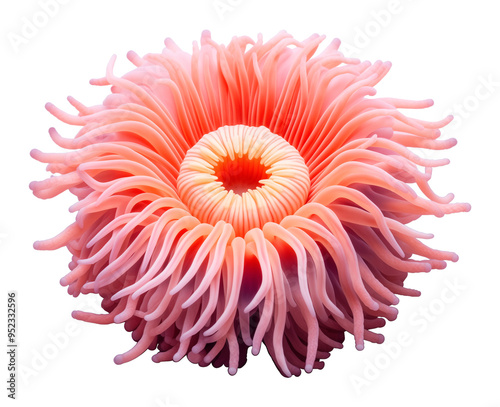 Sea Anemone Red Orange Isolated on Transparent Background PNG 