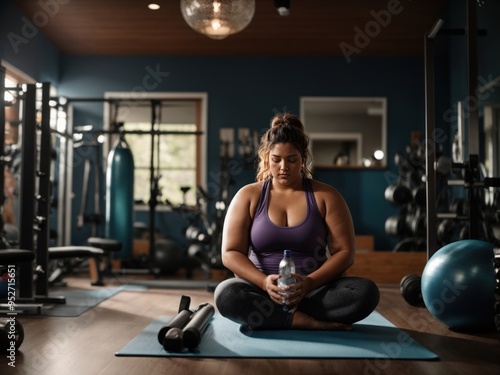 plus size women exercising in gym, workout