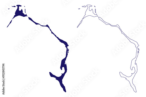 Eleuthera island (Commonwealth of The Bahamas, Cenrtal America, Caribbean islands) map vector illustration, scribble sketch Cigateo map