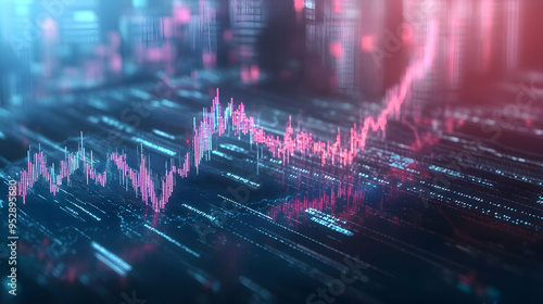 Digital trading graph showcasing fluctuating stock market data in a dynamic setting,