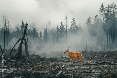 As nature recedes, rare animals like deer face extinction amidst the devastating effects of deforestation and habitat loss. Generative AI