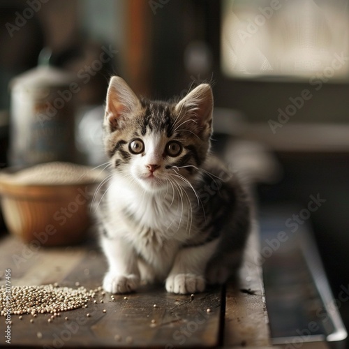 棚の上でリラックスするかわいい子猫