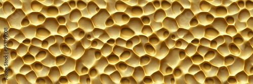 Seamless abstract golden porous texture. Organic gold metal pattern background