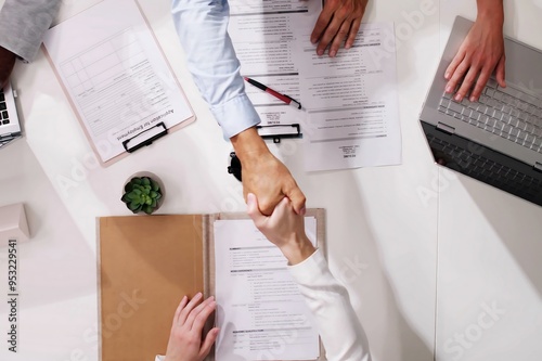 High Angle View Of Business People Taking An Interview