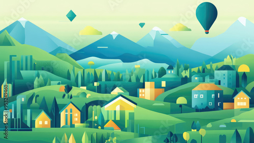 a landscape illustration that symbolizes the vibrant market culture in which startups operate, detailed high definition image