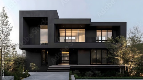 Sleek Modern Monochrome Knockdown House with Minimalist Architecture Design