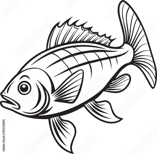 fish line art vector