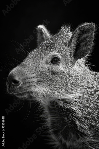 portrait studio photograph of javelina black and white