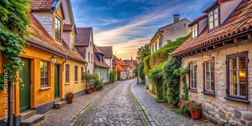 Narrow cobblestone street in the historic old town of Visby, Sweden, Visby, Sweden, narrow, street, cobblestone