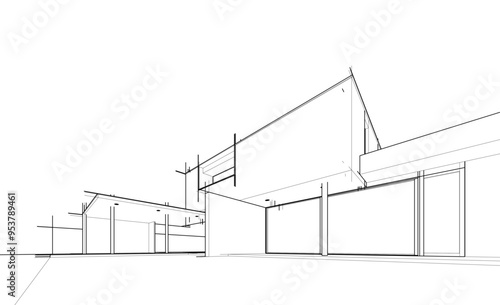 architectural sketch of a house