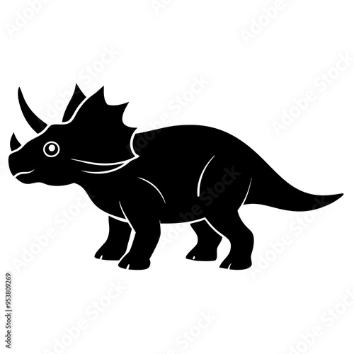 triceratops vector silhouette animal illustration black