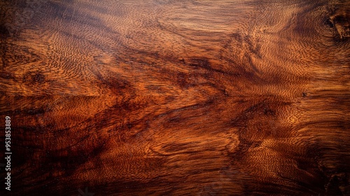 Polished Mahogany Wood Table with Fine Grain Pattern for Elegant Texture Background