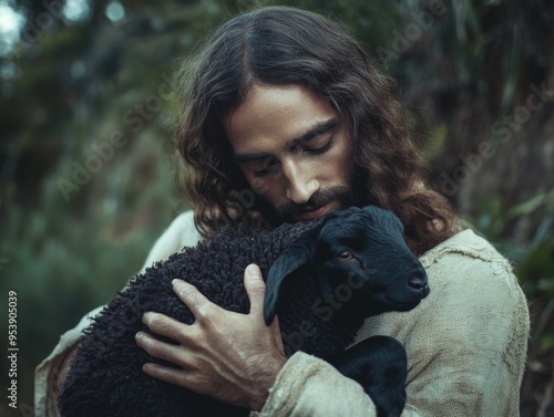 Man holding black sheep