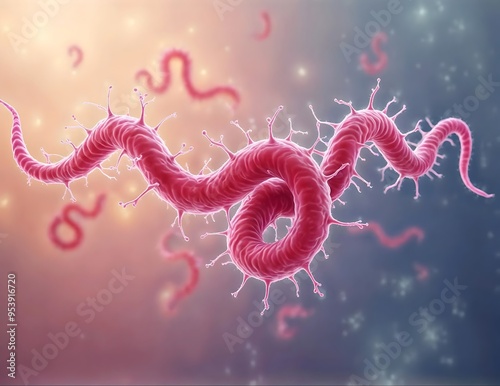 Borrelia Burgdorferi Spirochete Bacteria in Detailed Illustration