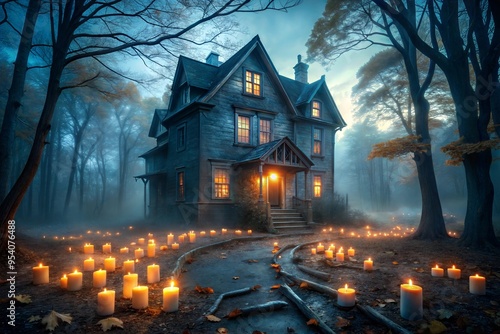 spooky and mysterious haunted house