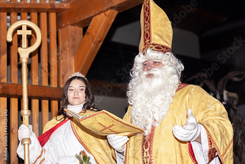 Saint Nicholas and Angel at a Christmas Event