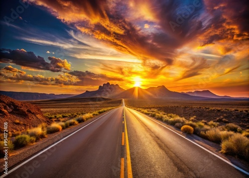 warm sunset desert highway openroad adventure