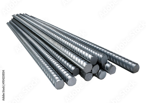 Reinforcement steel bar Steel building armature 3d illustration Isolated on transparent or white background