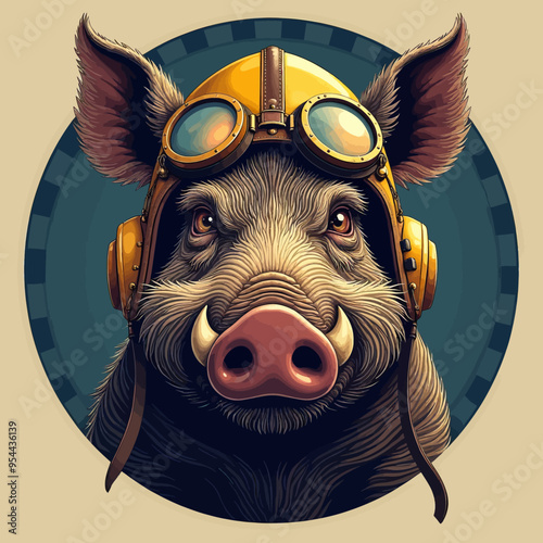 Pig Pilot: A Whimsical Portrait of a Porcine Aviator