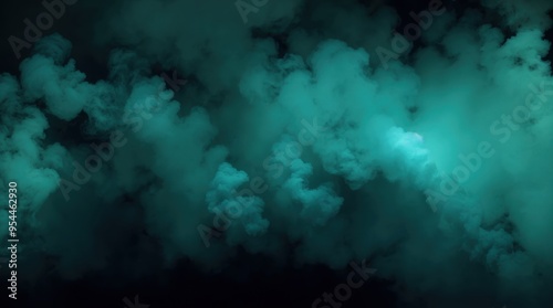 Ethereal green smoke dances gracefully amidst the black 