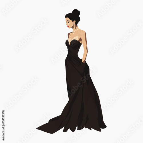 Elegant woman in black gown