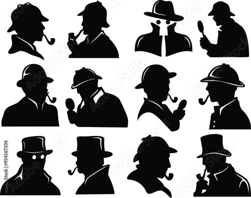 Detective Bundle Illustration, Mafia Cut File, Spy Stencil, Secret Person Vector, Criminal Clipart