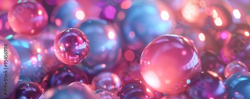 Pulsating 3D spheres with vibrant lighting, 4K hyperrealistic photo