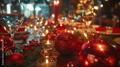 Company Holiday Party: A joyful event in a decorated venue where employees celebrate the end of the year with festive food, music, dancing, and a secret Santa exchange. 