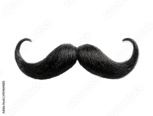 Black mustache isolated on a white background. PNG transparent.